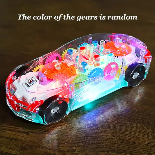 Transparent Gear Toy Car Color Light Electric Music Universal Concept Car - Ballimart