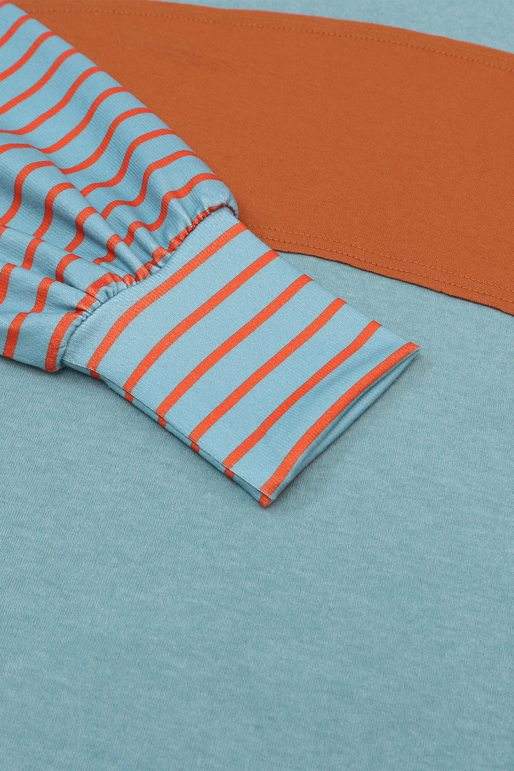 Green Colorblock Striped Bishop Sleeve Top - Ballimart