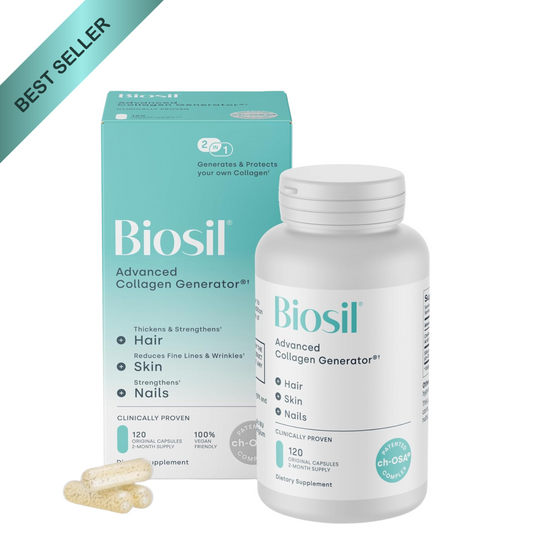 Biosil Collagen Booster – 120 Capsules – Patented ch-OSA for Skin, Hair, Nails & Joints – Supports Natural Collagen, Keratin & Elastin – Vegan & Non-GMO