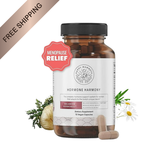 Happy Mammoth Hormone Harmony – Vegan Menopause Support | Hormone Balance, Hot Flash & Mood Relief (72 Capsules)