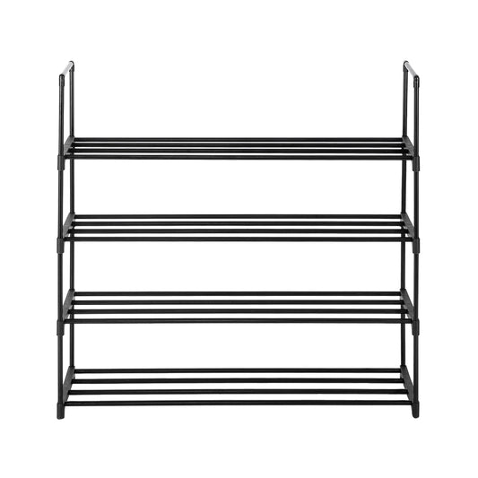 4 Tiers Shoe Rack Shoe Tower Shelf Storage Organizer For Bedroom, Entryway, Hallway, and Closet Black Color - Ballimart