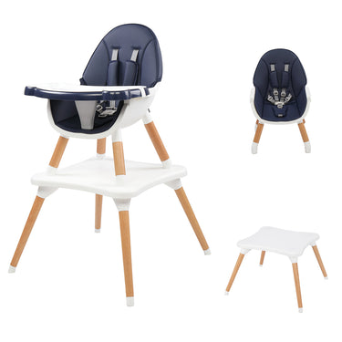Children's High Dining Chair Detachable Two-In-One Table And Chair Navy Blue - Ballimart