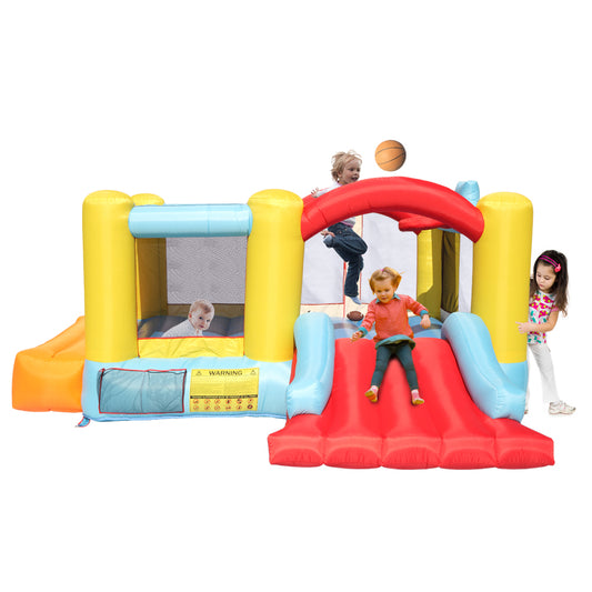 Bounce House Inflatable Jumping Castle a Basketball Hoop With Ball And a Slide - Ballimart