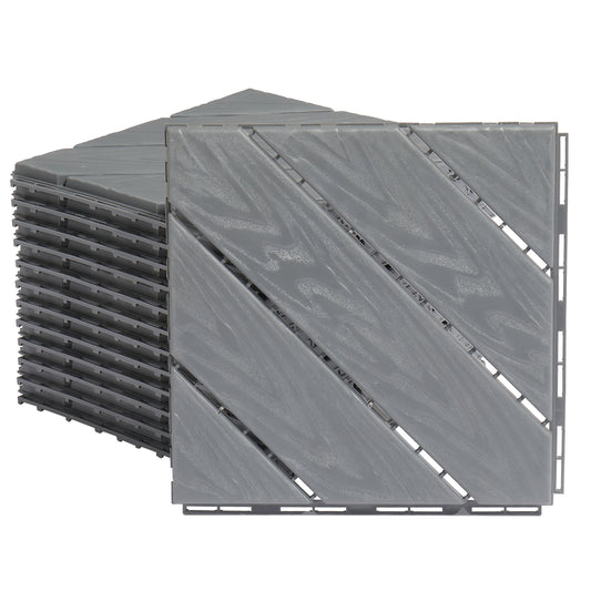 Plastic Interlocking Deck Tiles, 9 Pack, 11.8"x11.8" Waterproof Flooring Tiles for Indoor and Outdoor, Patio Floor Decking Tiles for Porch Poolside Balcony Backyard, Dark Grey - Ballimart