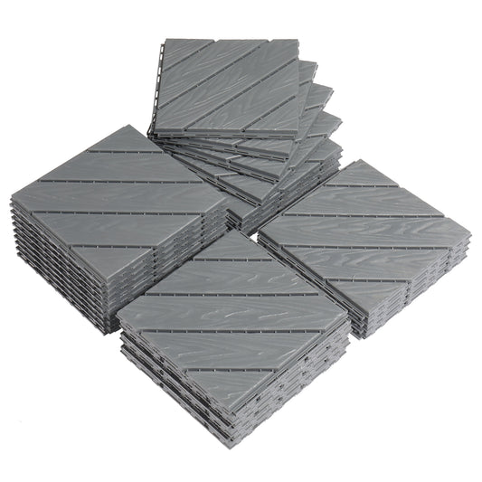 Plastic Interlocking Deck Tiles, 9 Pack, 11.8"x11.8" Waterproof Flooring Tiles for Indoor and Outdoor, Patio Floor Decking Tiles for Porch Poolside Balcony Backyard, Dark Grey - Ballimart