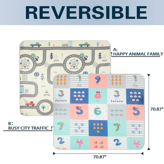 Baby Play Mat for Floor, Reversible Foam Play Mat for Baby, Non-Toxic Baby Floor Mat, Haute Collection Crawling Mat, Rolling Kids Play Mat, One-Piece Waterproof Playmat for Babies - Ballimart