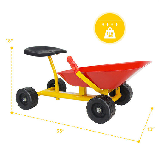 Kids Ride-on Sand Dumper with 4 Wheels,can not only dig sand/dirt in summer but also shovel snow in winter - Ballimart