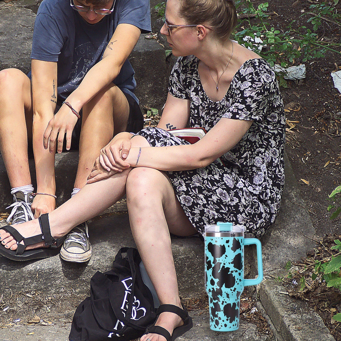 1pc 40oz large capacity water bottle With Handle And Straw Lid, Insulated Reusable Stainless Steel Water Bottles Travel Mug Coffee Cup car cup water cup For Men Women Outdoor Camping Driving, Gift - Ballimart