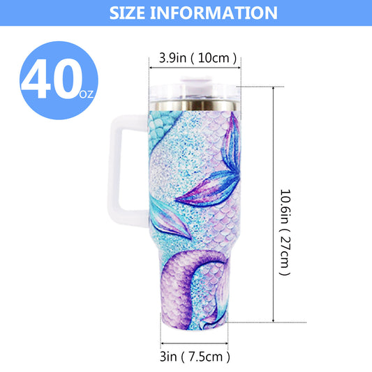 1pc 40oz large capacity Tumbler, Sea turtles With Handle And Straw Lid, 304 Stainless Steel Water Bottles Travel Mug Coffee Cup car cup water cup For Men Women Outdoor Camping Driving, - Ballimart