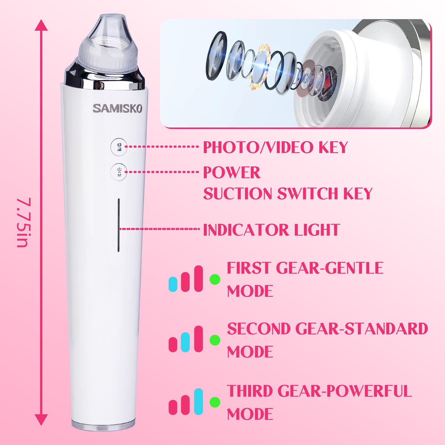 Vacuum Blackhead Remover with 6 Suction Heads, WIFI Visible Facial Pore Cleanser with HD Camera USB Rechargeable Electric Black head Suction Tool(No Shipment on Weekends) - Ballimart