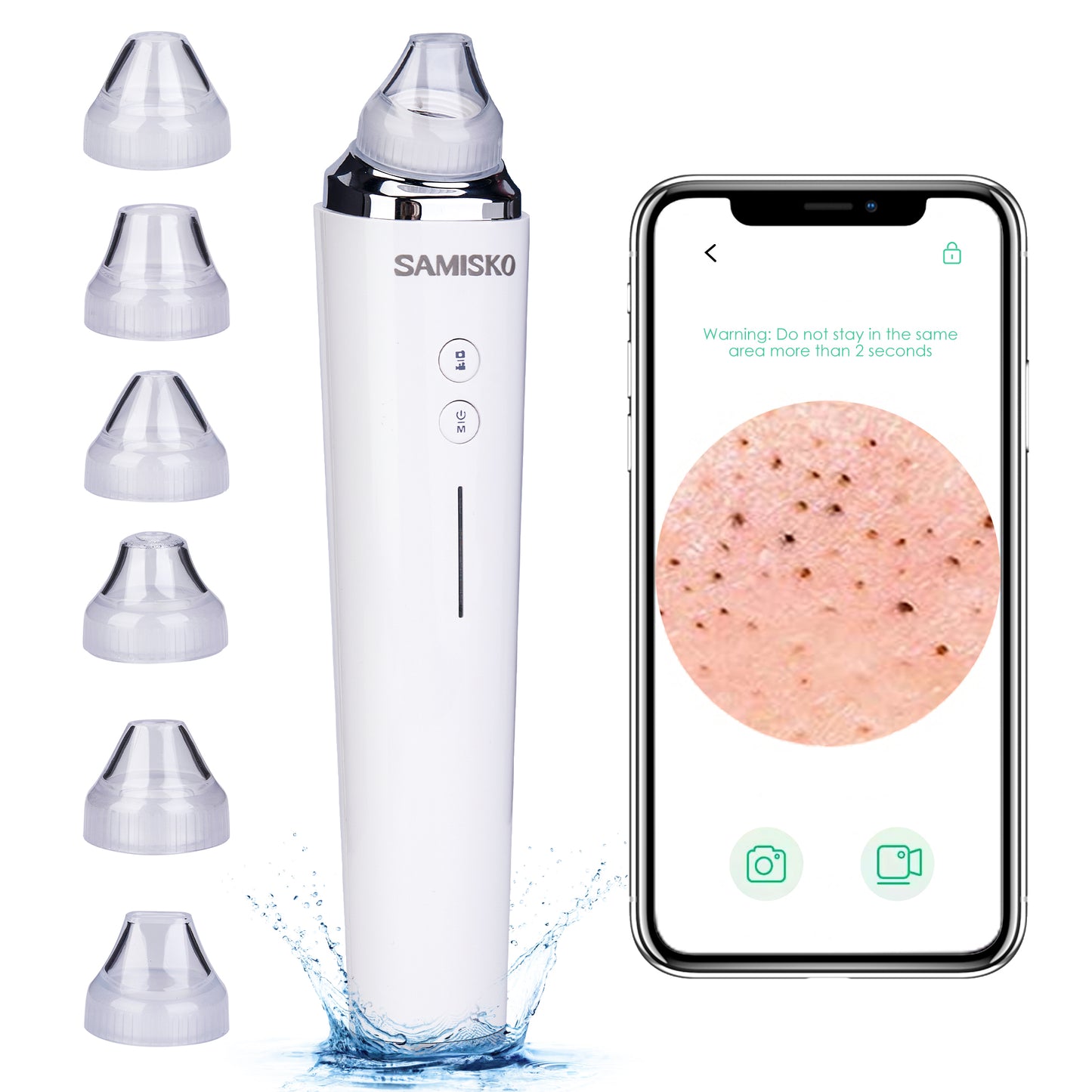 Vacuum Blackhead Remover with 6 Suction Heads, WIFI Visible Facial Pore Cleanser with HD Camera USB Rechargeable Electric Black head Suction Tool(No Shipment on Weekends) - Ballimart