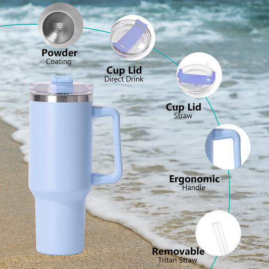 1pc 40oz large capacity Tumbler With Handle And Straw Lid, Insulated Reusable Stainless Steel Water Bottles Travel Mug Coffee Cup car cup water cup For Men Women Outdoor Camping Driving, Gift - Ballimart