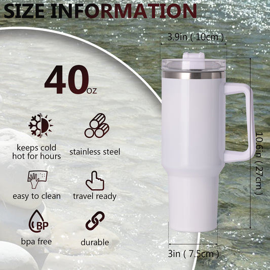 1pc 40oz large capacity Tumbler With Handle And Straw Lid, Insulated Reusable Stainless Steel Water Bottles Travel Mug Coffee Cup car cup water cup For Men Women Outdoor Camping Driving, Gift - Ballimart
