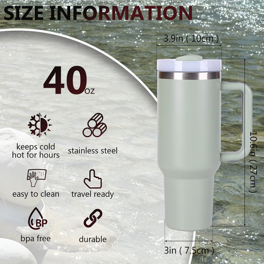 1pc V2 40oz large capacity Tumbler With Handle And Straw Lid, Insulated Reusable Stainless Steel Water Bottles Travel Mug Coffee Cup car cup water cup For Men Women Outdoor Camping Driving, Gift - Ballimart