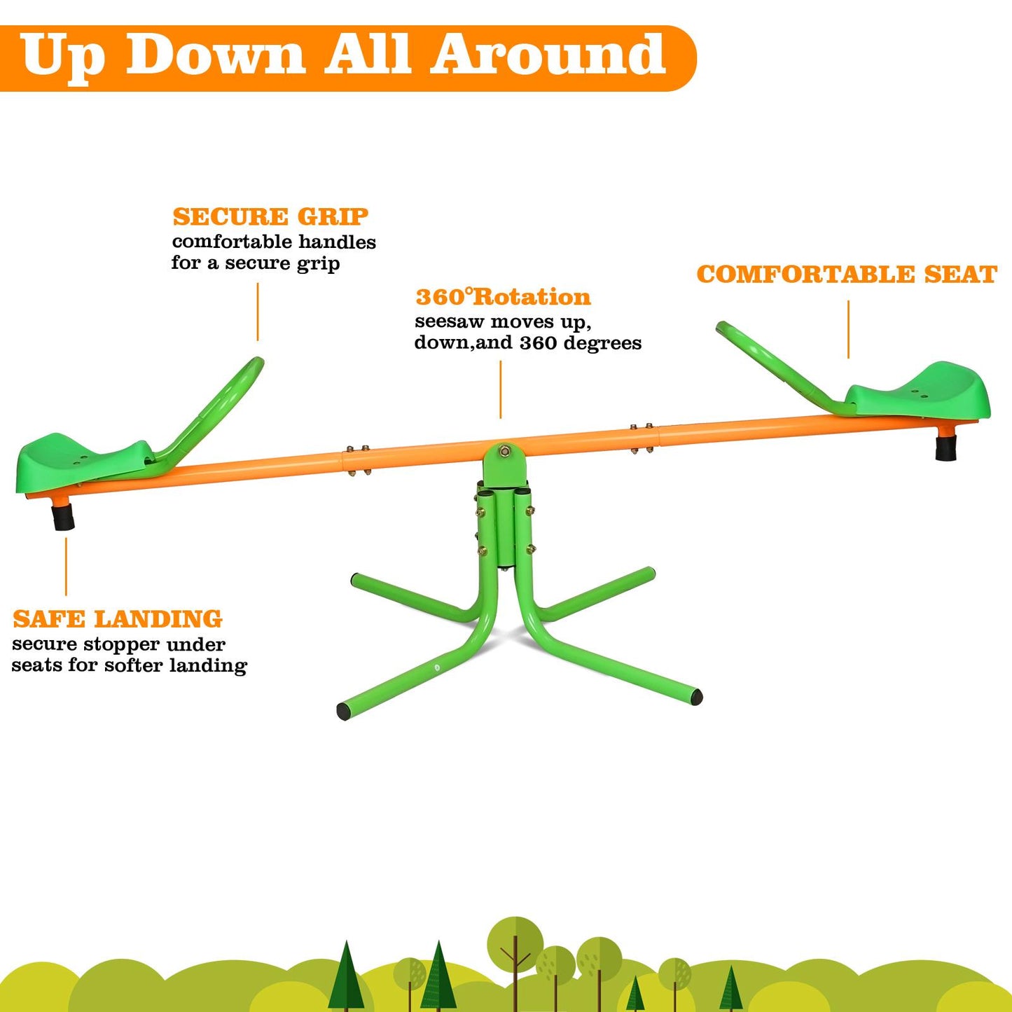 360 Degree Rotation Outdoor Kids Spinning Seesaw Sit and Spin Teeter Totter Outdoor Playground Equipment Swivel Teeter Totter for Backyard - Ballimart