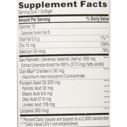 TruNature Prostate Health Complex – Saw Palmetto, Lycopene, Zinc & Pumpkin Seed – 250 Softgels