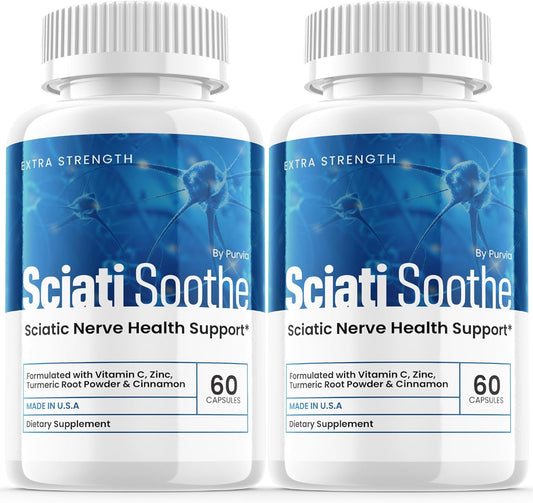 (2 Pack) Sciatisoothe Supplement for Sciatica - Advanced Nerve Health and Overall Wellness Support, Maximum Strength Formula, 120 Capsules, Made in USA