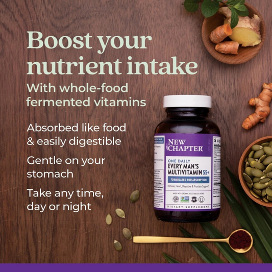 New Chapter Every Man’s One Daily 55+ Multivitamin – Brain, Heart, Prostate & Immune Support – Fermented Nutrients – 72 Caplets