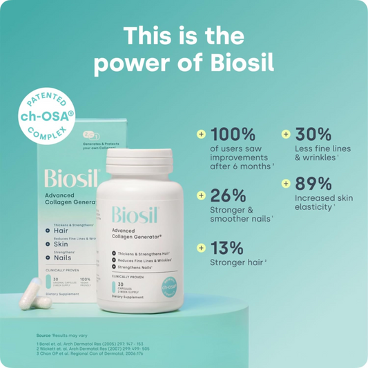 Biosil Collagen Booster – 120 Capsules – Patented ch-OSA for Skin, Hair, Nails & Joints – Supports Natural Collagen, Keratin & Elastin – Vegan & Non-GMO