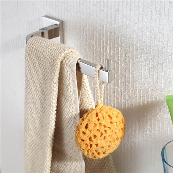 Bright Polishing Square Base Towel Hook Bars Silver Towel Rack 304 Stainless Steel Bathroom Accessories KJ51309 - Ballimart