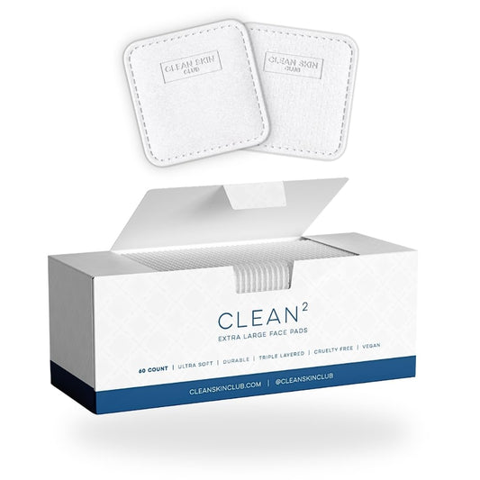 Clean Skin Club Clean² Pads 2.0 | Organic Cotton Face Pads with New & Improved Edges, Triple Layer Design, No Shedding or Tearing | Ideal for Makeup Removal & Skincare - Ballimart