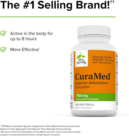 ✨ Terry Naturally CuraMed 750 mg Curcumin Complex - 120 Softgels | Superior Absorption with BCM-95 ✨ - Ballimart