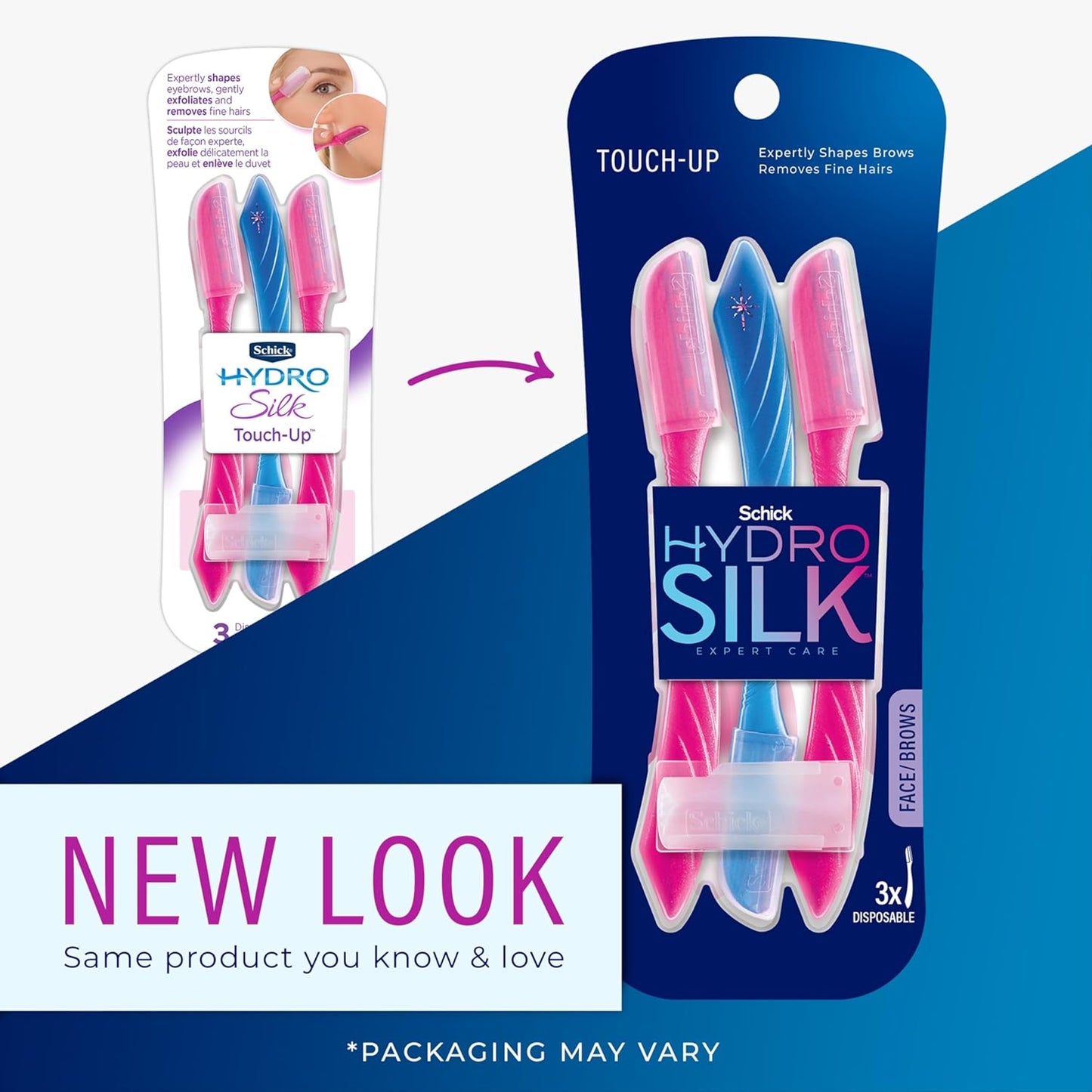 Schick Hydro Silk Touch-Up Dermaplaning Tool, 3-Count – Precision Face Razor for Smooth, Peach Fuzz-Free Skin - Ballimart