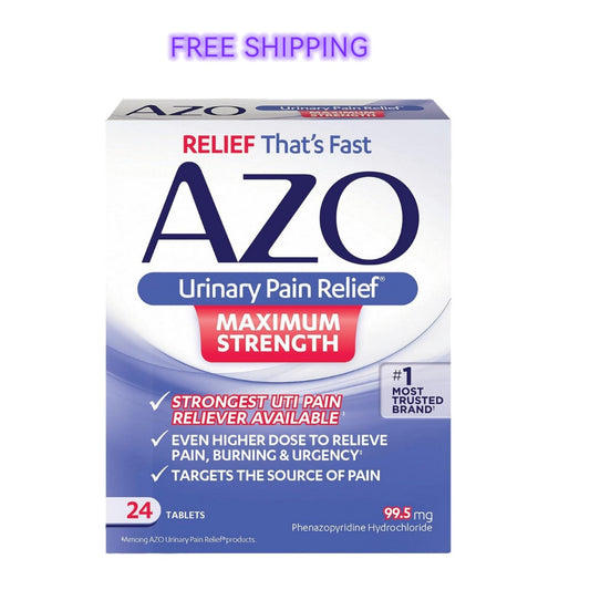 AZO Urinary Pain Relief – Maximum Strength Fenazopyridine 24‑Tablet Pack | Fast UTI Pain, Burning & Urgency Relief