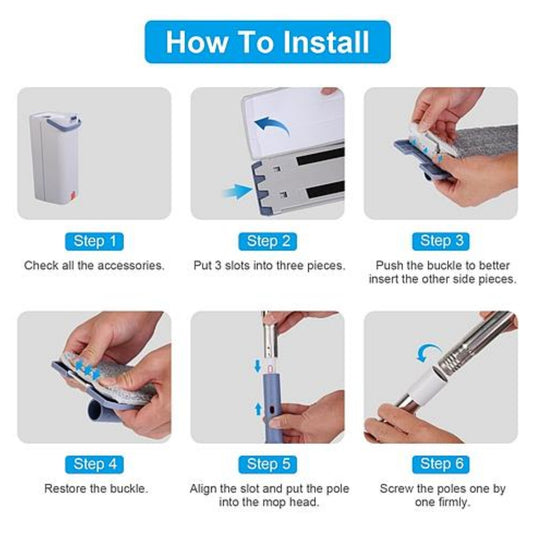 NewHome Mop Bucket with Wringer Set - Flat Floor Mop Clean and Dry Separate Bucket - Ballimart