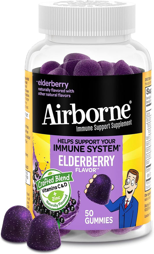 Airborne Elderberry + Zinc & Vitamin C Gummies – Daily Immune Support for Adults & Kids
