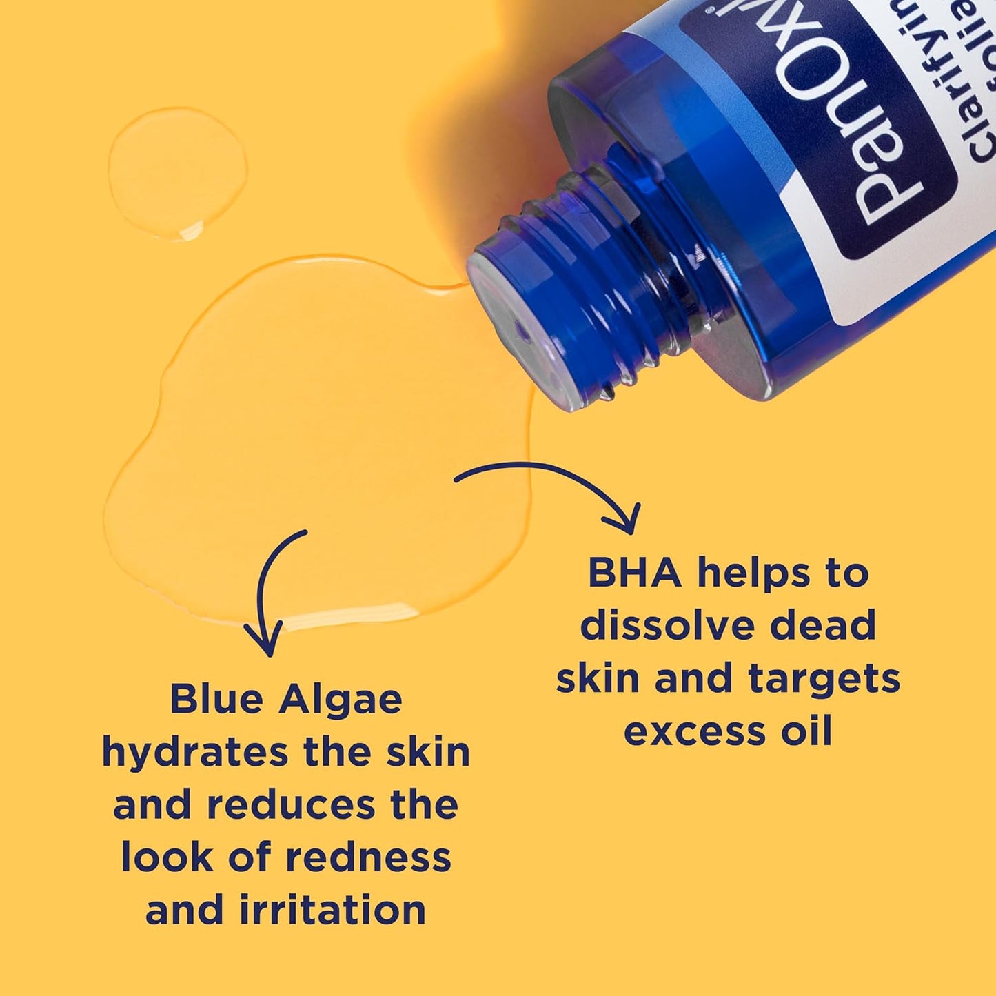 PanOxyl Clarifying Exfoliant with 2% Salicylic Acid | BHA Liquid for Face | Unclogs Pores, Minimizes Redness, and Calms Acne-Prone Skin with Blue Algae & Antioxidants, 4 fl oz
