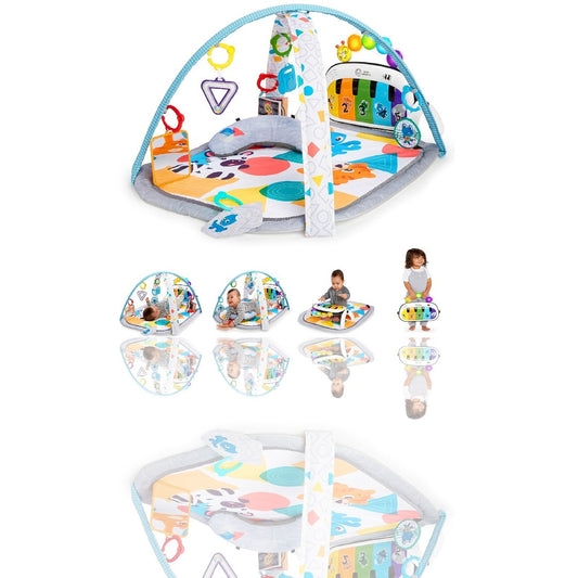 Baby Einstein 4-in-1 Kickin’ Tunes Music & Language Discovery Play Gym – Tummy Time Mat with Kick Piano & Sensory Toys
