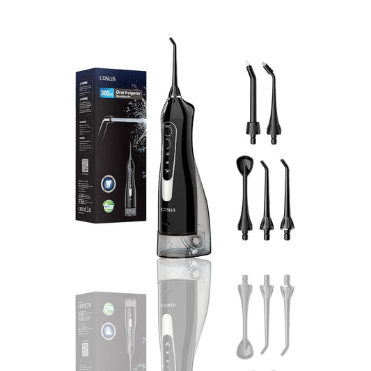 COSLUS Water Dental Flosser, Portable Cordless Oral Irrigator 300ML, Rechargeable IPX7 Waterproof Electric Water Flossing Machine for Teeth Cleaning, Travel-Ready, Long Battery Life - Ballimart