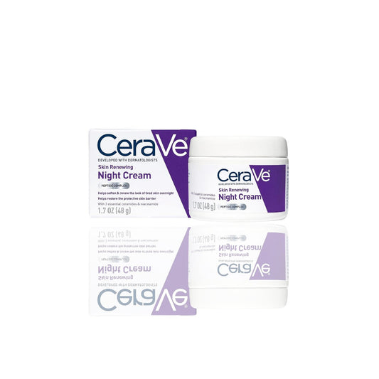 CeraVe Skin Renewing Night Cream | Hydrating & Anti-Aging Moisturizer with Peptides, Niacinamide, & Hyaluronic Acid | Fragrance-Free, 1.7 oz - Ballimart