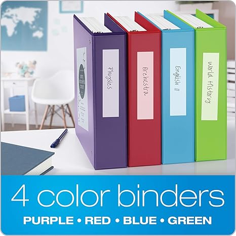 Cardinal 3 Ring Binders, 2-Inch Durable Binders with ClearVue Covers (4-Pack)