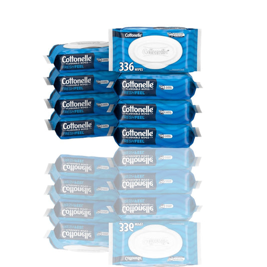 Cottonelle Fresh Feel Flushable Wet Wipes, 8 Flip-Top Packs (336 Wipes Total) | Septic-Safe & Hypoallergenic - Ballimart