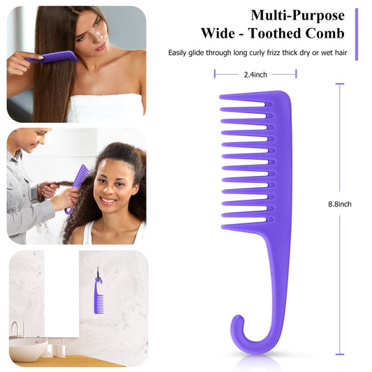 Detangling Hair Brush & Comb Set - For Kinky, Curly, Coily, Wavy Hair Types 3a-4c | Comfortable Grip, Wet & Dry Hair Styling, Purple - Ballimart