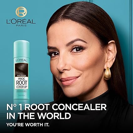 L'Oreal Paris Root Cover Up Spray - Temporary Gray Concealer for Dark Brown Hair, Lightweight, Ammonia-Free Formula for Seamless Coverage, Pack of 2
