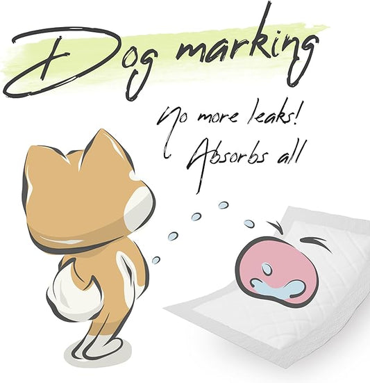 WICKEDPUP Dog Diaper Liners Booster Pads – 100ct Disposable Inserts for Male & Female Dogs | Extra Absorbent & Leak-Proof