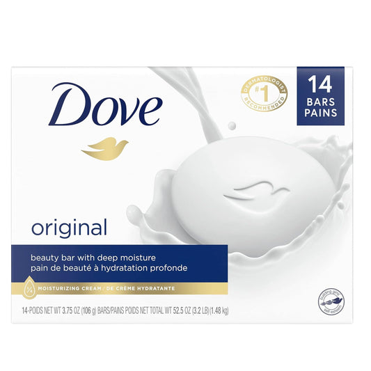Dove Beauty Bar - Gentle Skin Cleanser with Moisturizing Cream (3.75 oz, 14 Bars) | Hydrating & Dermatologist-Recommended