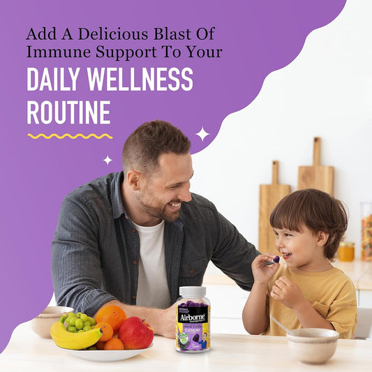 Airborne Elderberry + Zinc & Vitamin C Gummies – Daily Immune Support for Adults & Kids