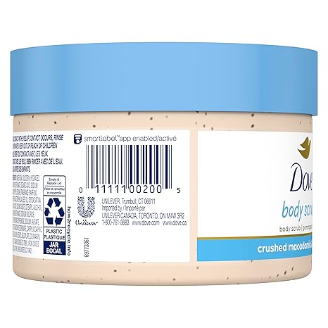 Dove Exfoliating Body Polish – Macadamia & Rice Milk Scrub for Nourished, Visibly Smoother Skin | 10.5 oz