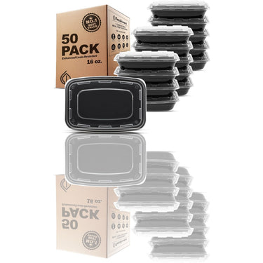 Freshware 50-Pack 16 oz Meal Prep Containers with Lids – Durable, Leakproof & BPA-Free - Ballimart