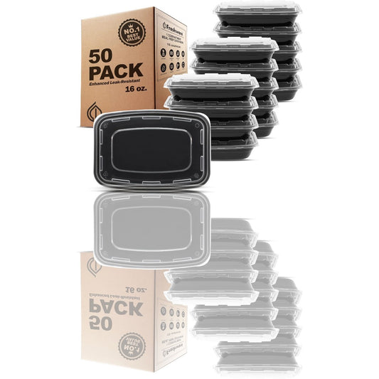 Freshware 50-Pack 16 oz Meal Prep Containers with Lids – Durable, Leakproof & BPA-Free - Ballimart