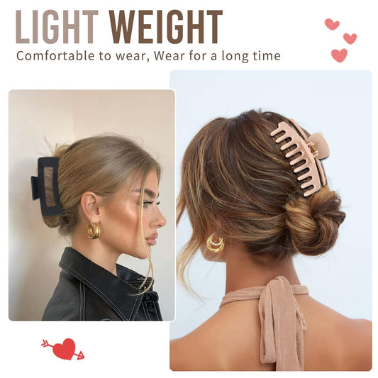 LuSeren 4.3 Inch Large Hair Claw Clips for Women – Strong Hold, Matte Finish, Non-Slip Jaw Clips for Thick & Thin Hair, Neutral Colors Gift Box