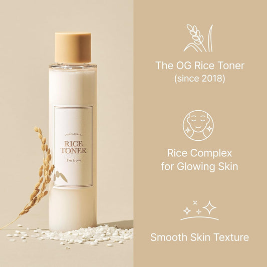 I'm From Rice Toner – Milky, Hydrating Toner with 77.78% Korean Rice Extract for Glowing Skin | Niacinamide-Infused, Vegan, Fragrance-Free, Ideal for Dry & Combination Skin - Ballimart