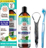 GuruNanda Coconut Oil Pulling Mouthwash with 7 Essential Oils & Vitamins – Alcohol-Free, Fresh Breath & Teeth Whitening, 8 oz