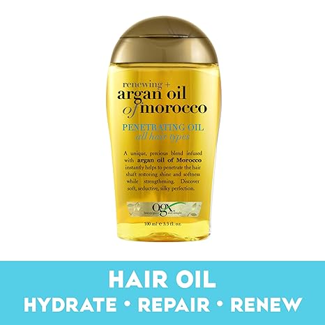 OGX Renewing + Argan Oil of Morocco Penetrating Hair Oil Treatment | 3.3 fl oz | Nourishing Hair Care for Silky, Strong, and Shiny Hair