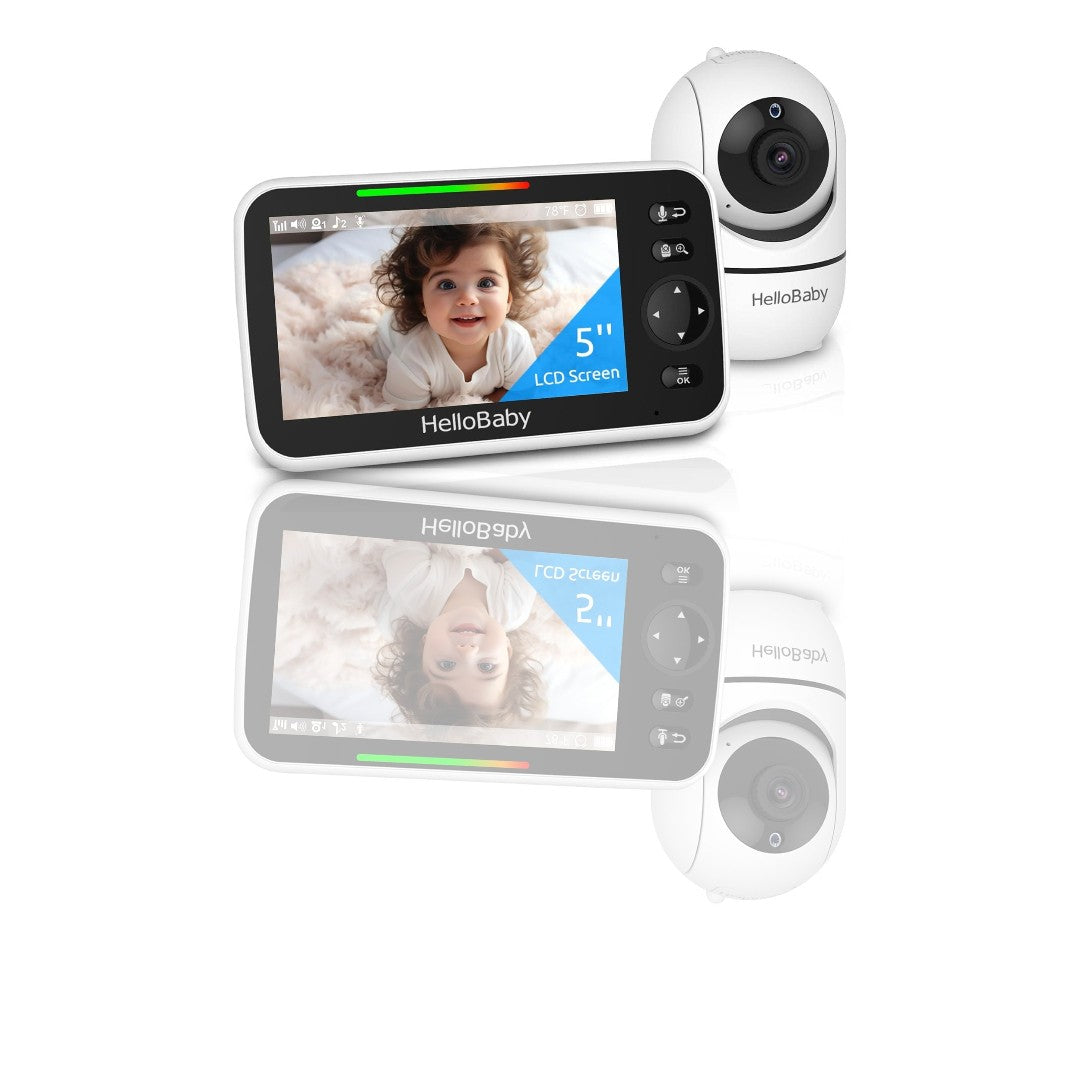 HelloBaby Upgrade 5'' Video Baby Monitor with Camera & Audio – 30-Hour Battery, Night Vision, VOX Mode, 2-Way Talk, 8 Lullabies & 1000ft Range, No WiFi Needed - Ballimart