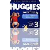 Huggies Overnites Baby Diapers, Size 3 (16-28 lbs), 132 Count | Best-Selling Overnight Diapers with 12-Hour Leak Protection, Soft Comfort Fit & Wetness Indicator - Ballimart